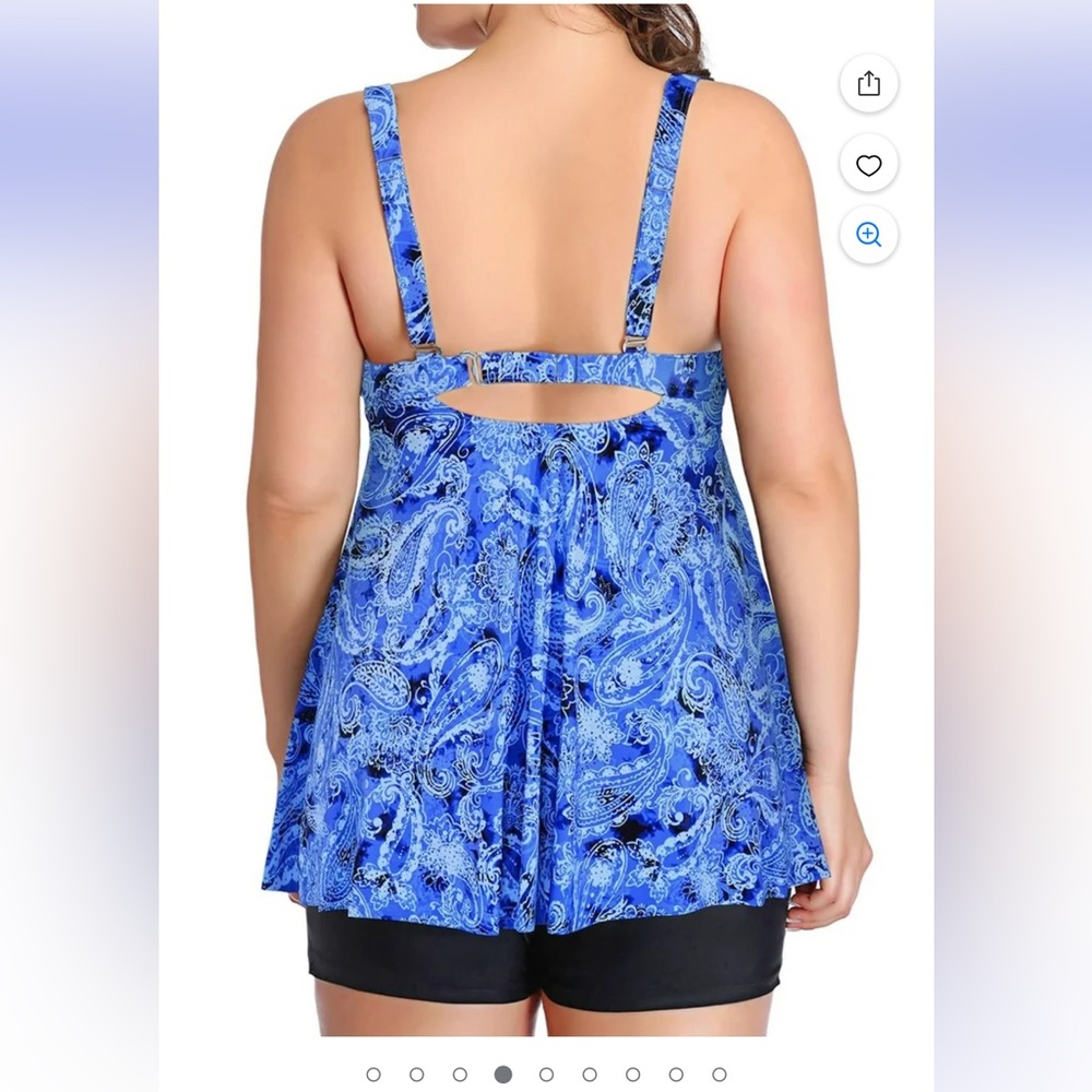 Plus Size 2 Piece Ruffle Bathing Suit Drawstring Tank with Boyshort… - Picture 4 of 9